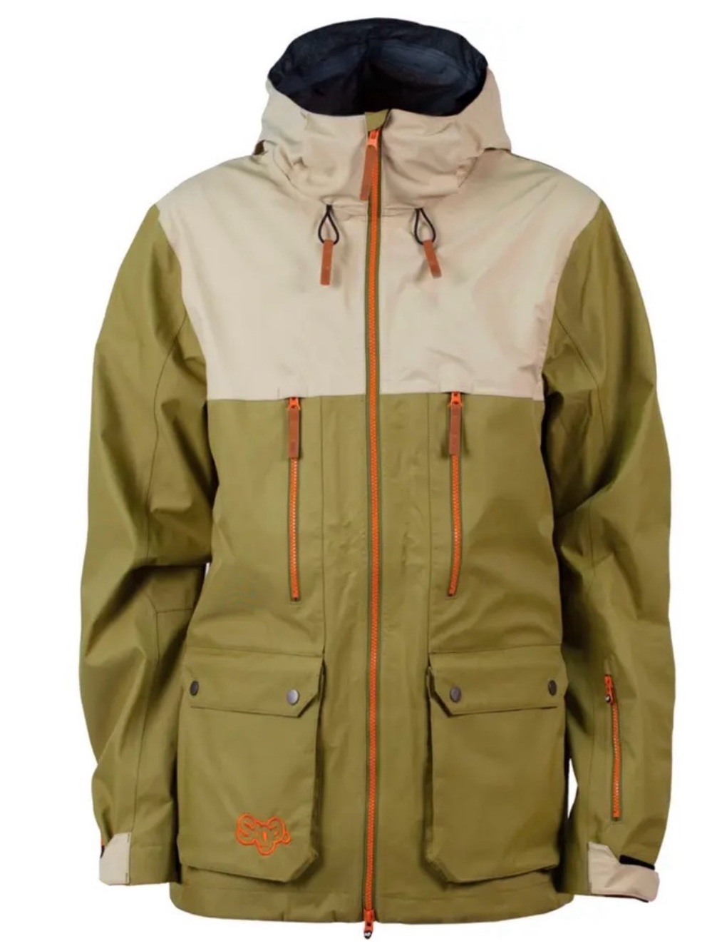 Saga Tek Men’s Hooded Snow Ski Jacket Size M in Orange and Tan